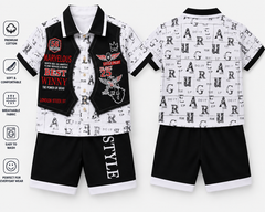 Kids Stylish 3-Piece Summer Outfit Set – Premium Cotton Shirt, Vest & Shorts